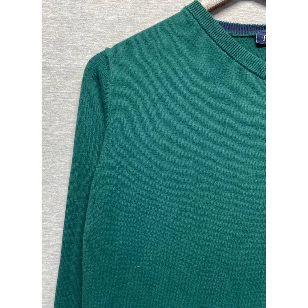 The Children's Place Sweater Boys XL 14 Spruce Green Cotton Ribbed Trim V-Neck
